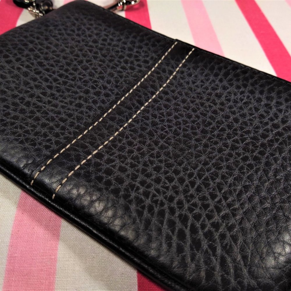 Charming Coach Black Pebble Leather Wristlet with Logo Hang Tag NEW Old Stock! - Picture 7 of 11